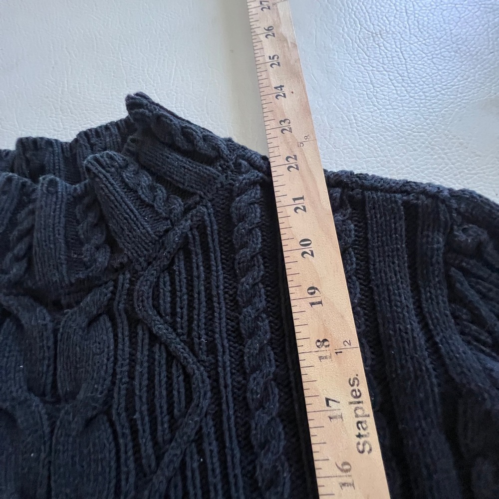 Talbots Cable Knit Sweater Womens M Black Mock Neck Cotton Pullover Classic - Picture 6 of 11